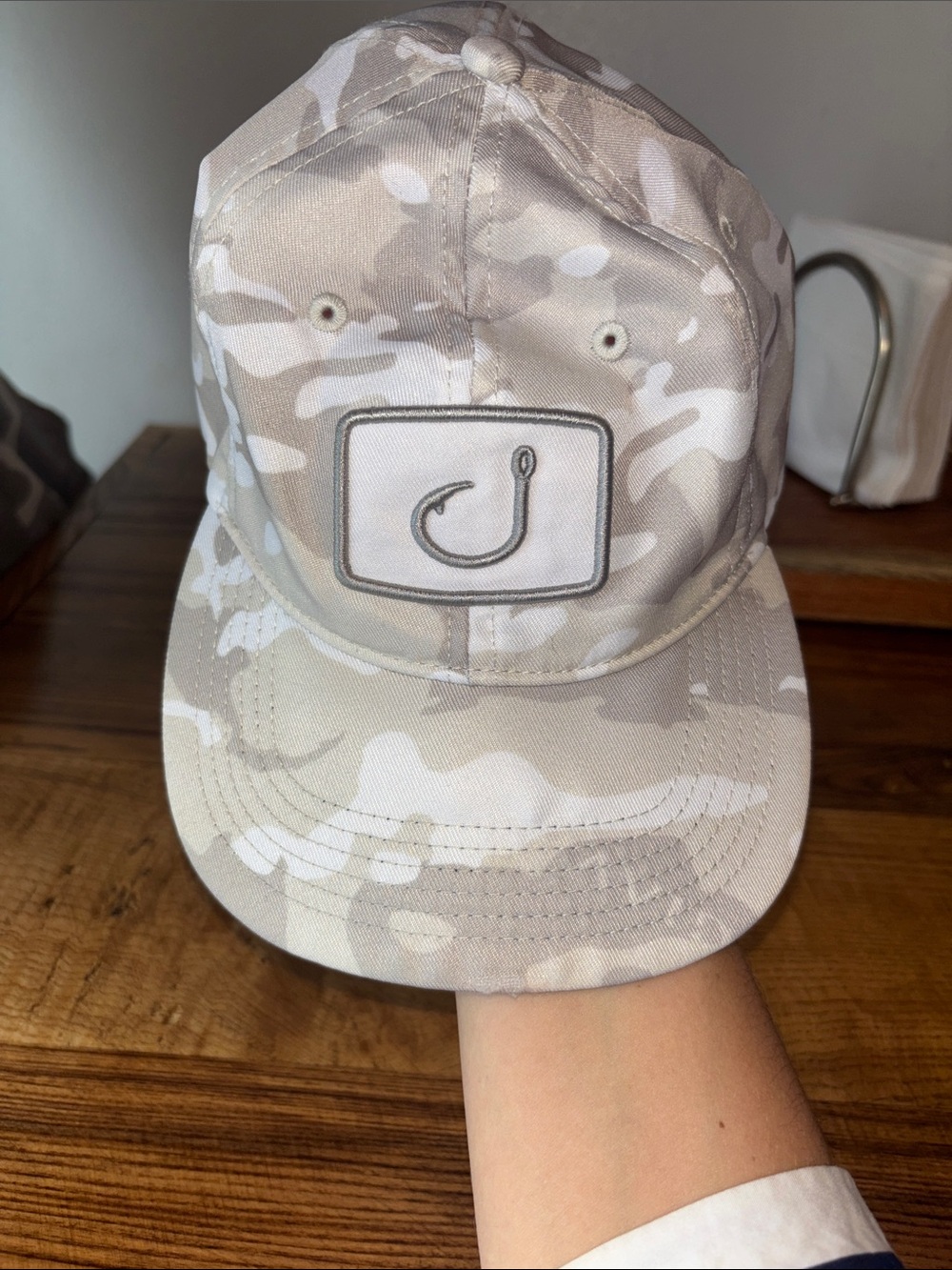 Neutral Camo Fishing Hook Patch Cap